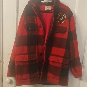 Vintage 50s Johnson Woolrich Wool Lumberjack Coat Size 14 In Perfect Condition